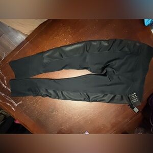 Central Park leggings size large black retail $88 BNWT faux leather side